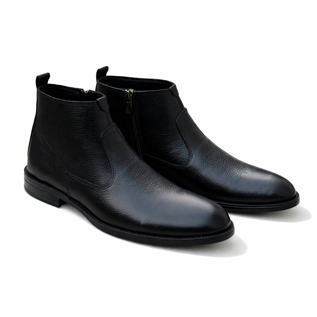 Black Leather Ankle Boots