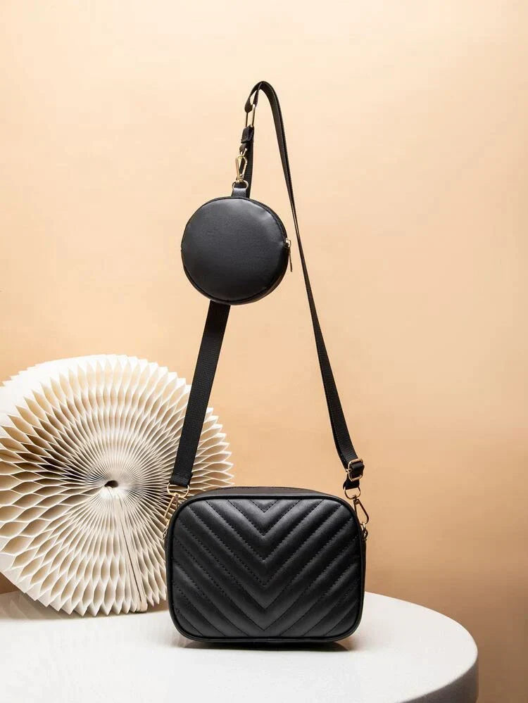 Zubali Crossbody Chevron Coin - Black