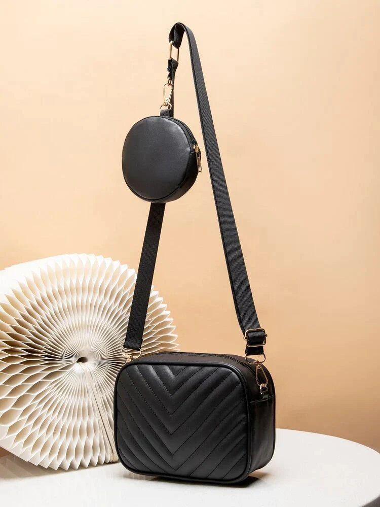 Zubali Crossbody Chevron Coin - Black