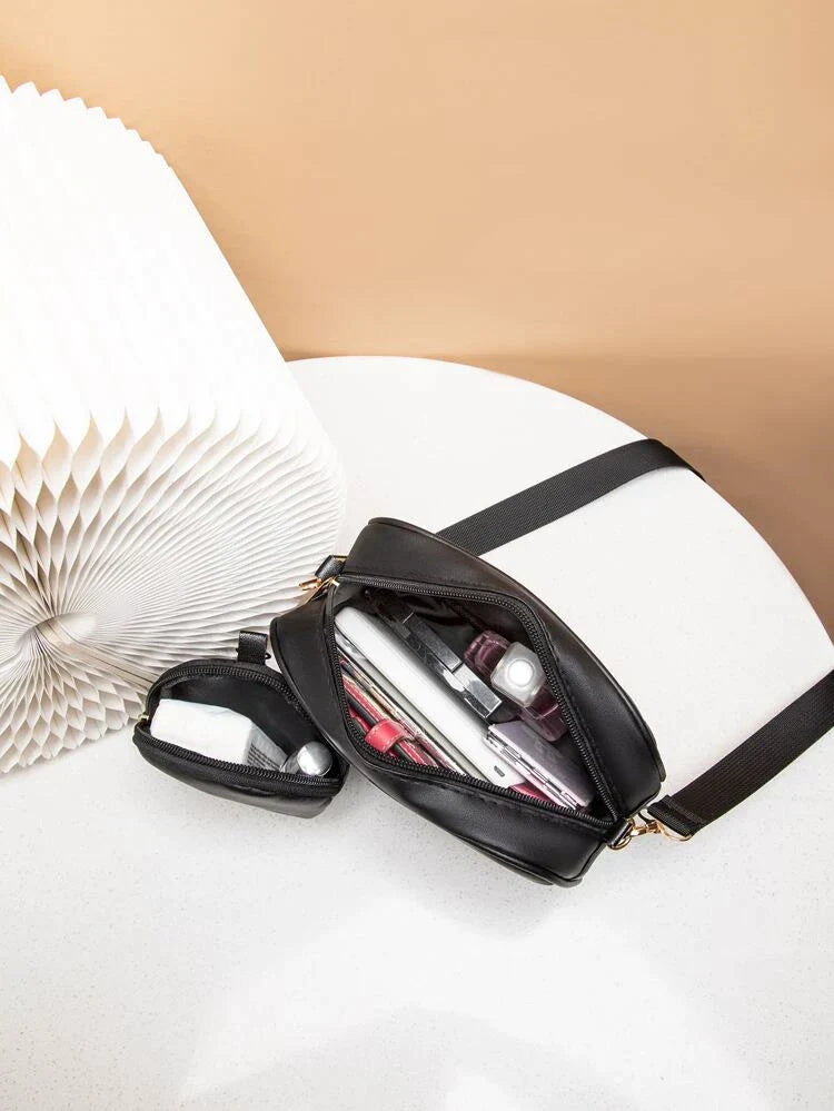 Zubali Crossbody Chevron Coin - Black