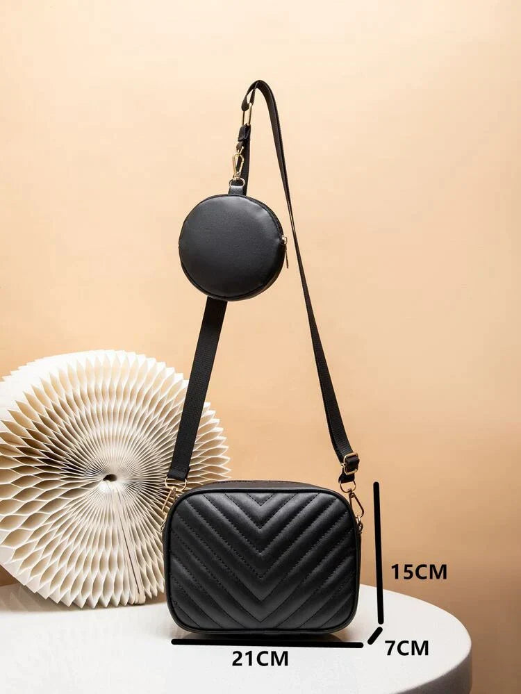 Zubali Crossbody Chevron Coin - Black