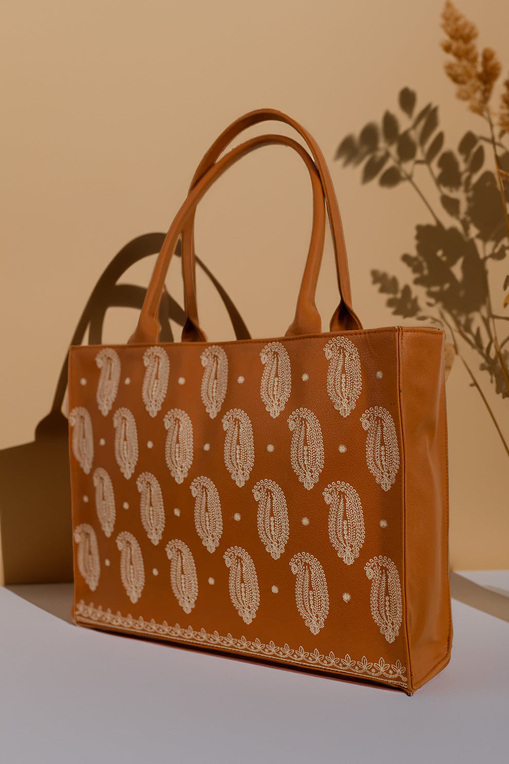 Zubali Embroidery Tote Bag Daily Carry - Mustard