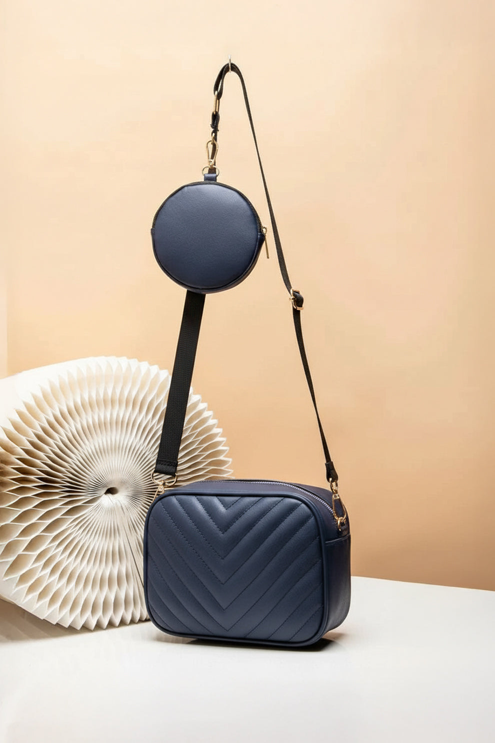 Zubali Crossbody Chevron Coin - Navy Blue