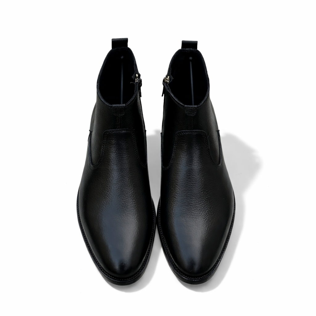 Black Leather Ankle Boots