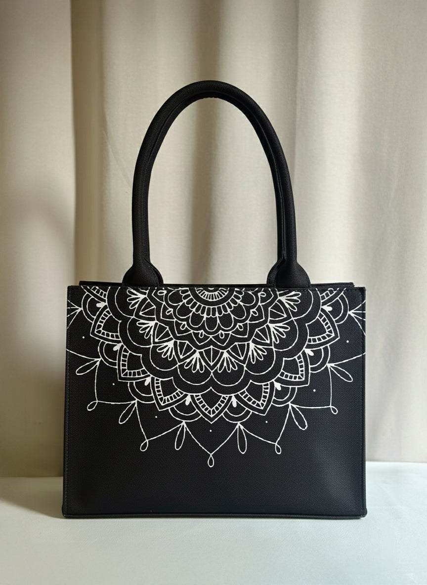 Zubali Mini Canvas Tote Mandala Loop - Black