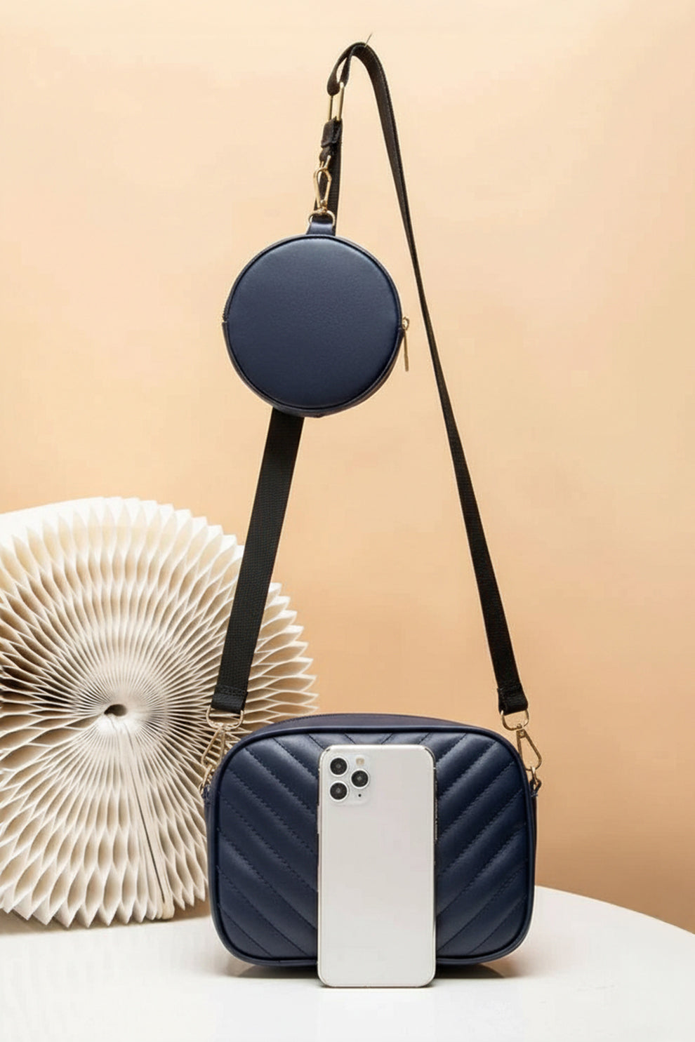 Zubali Crossbody Chevron Coin - Navy Blue