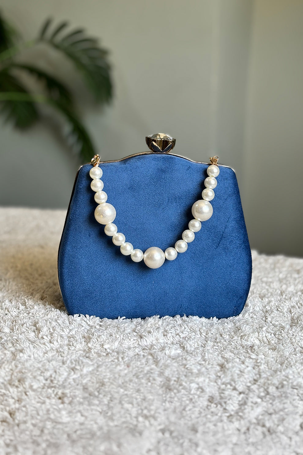 Zubali Clutch Velvet Kairo Pearl -  Royal Blue