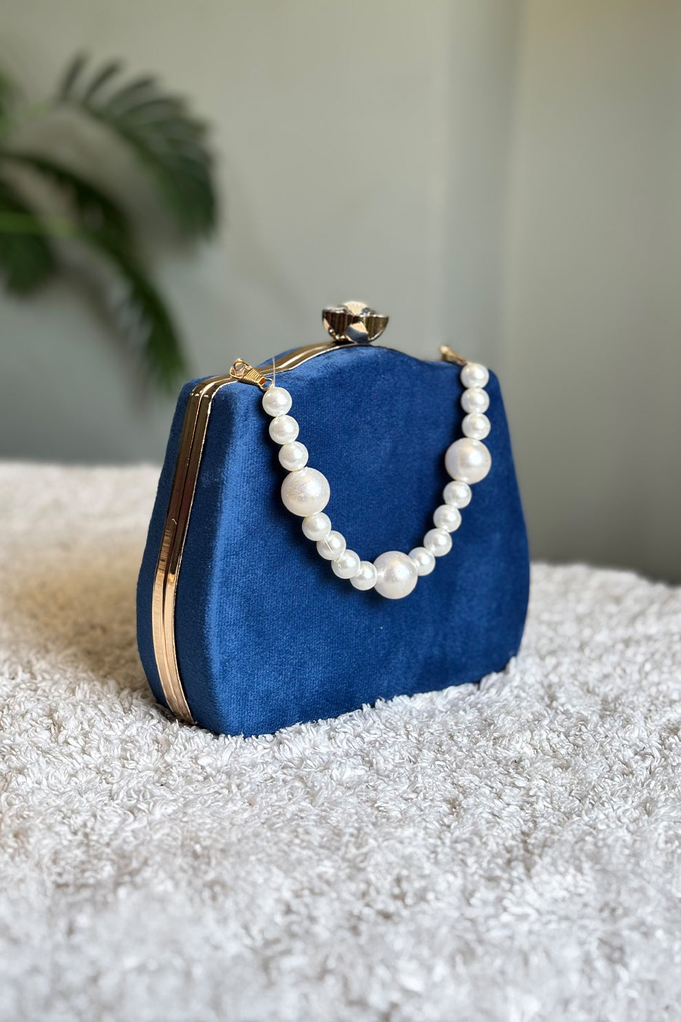 Zubali Clutch Velvet Kairo Pearl -  Royal Blue