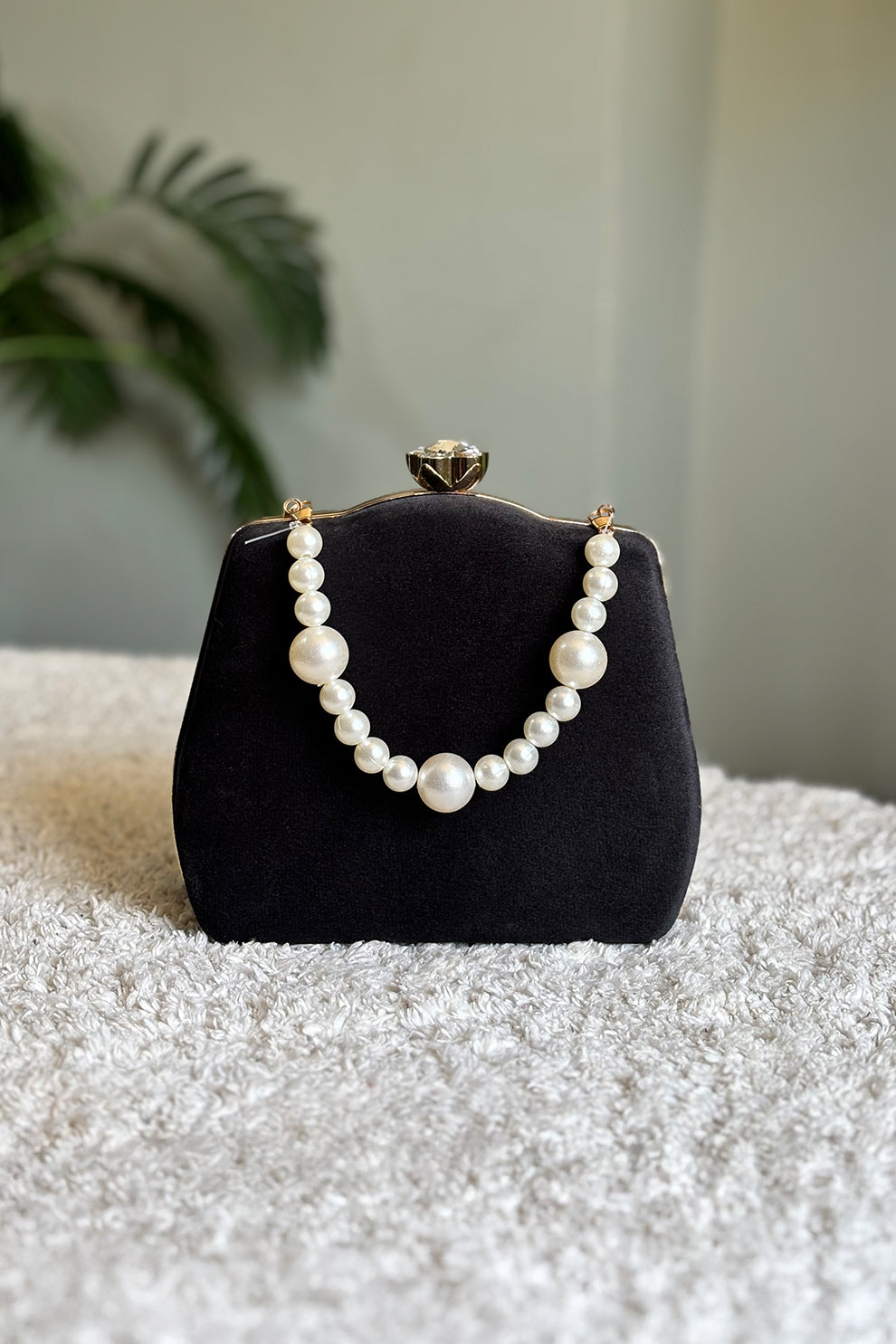 Zubali Clutch Velvet Kairo Pearl -  Black
