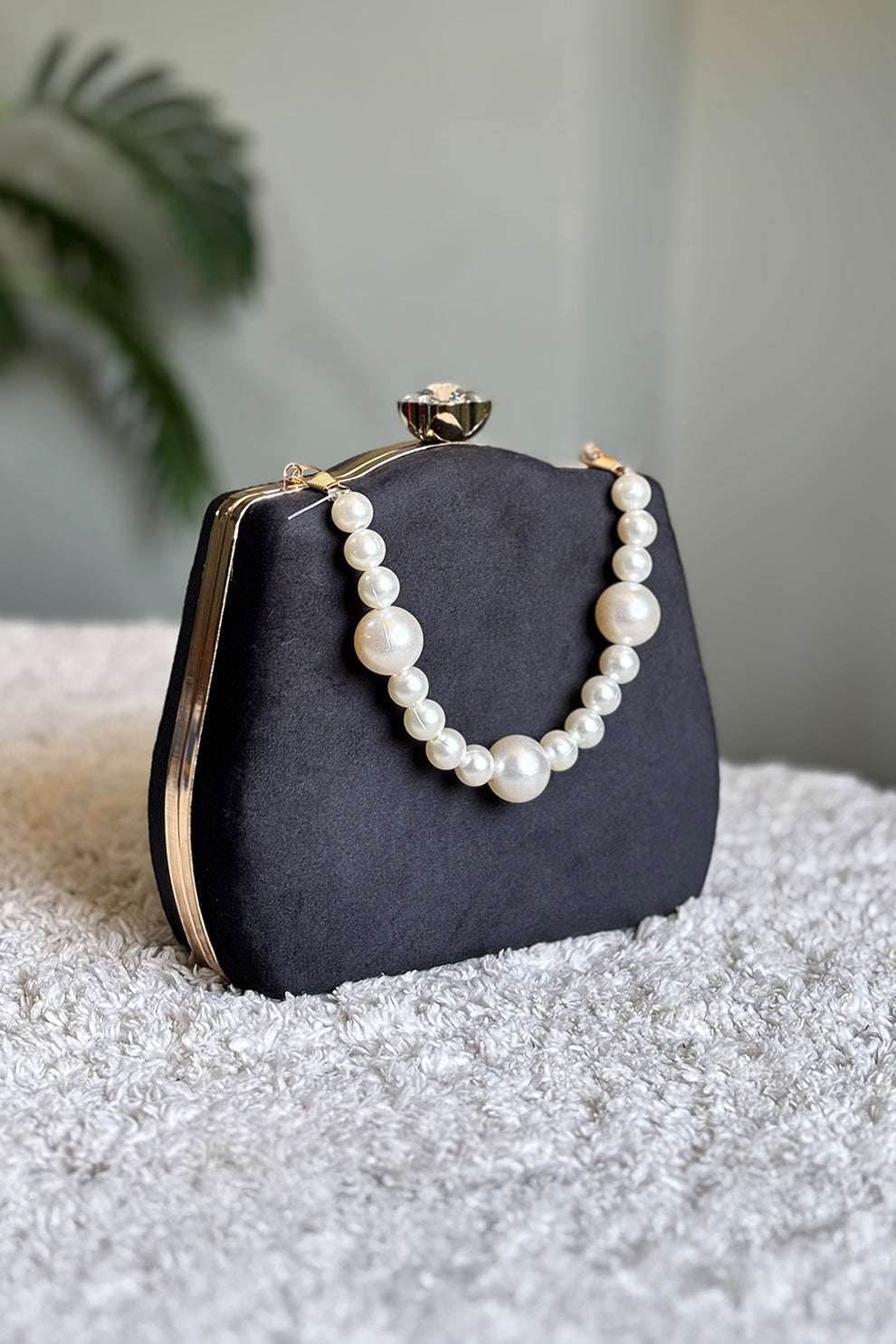 Zubali Clutch Velvet Kairo Pearl -  Black