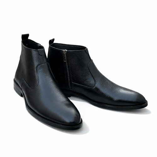 Black Leather Ankle Boots