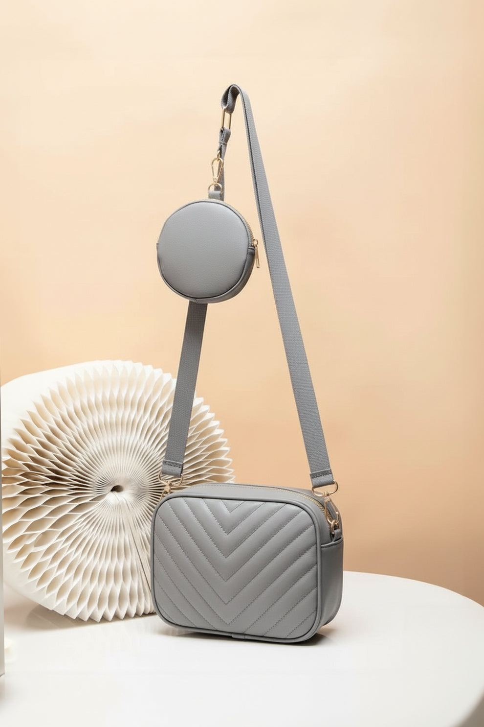Zubali Crossbody Chevron Coin - Grey
