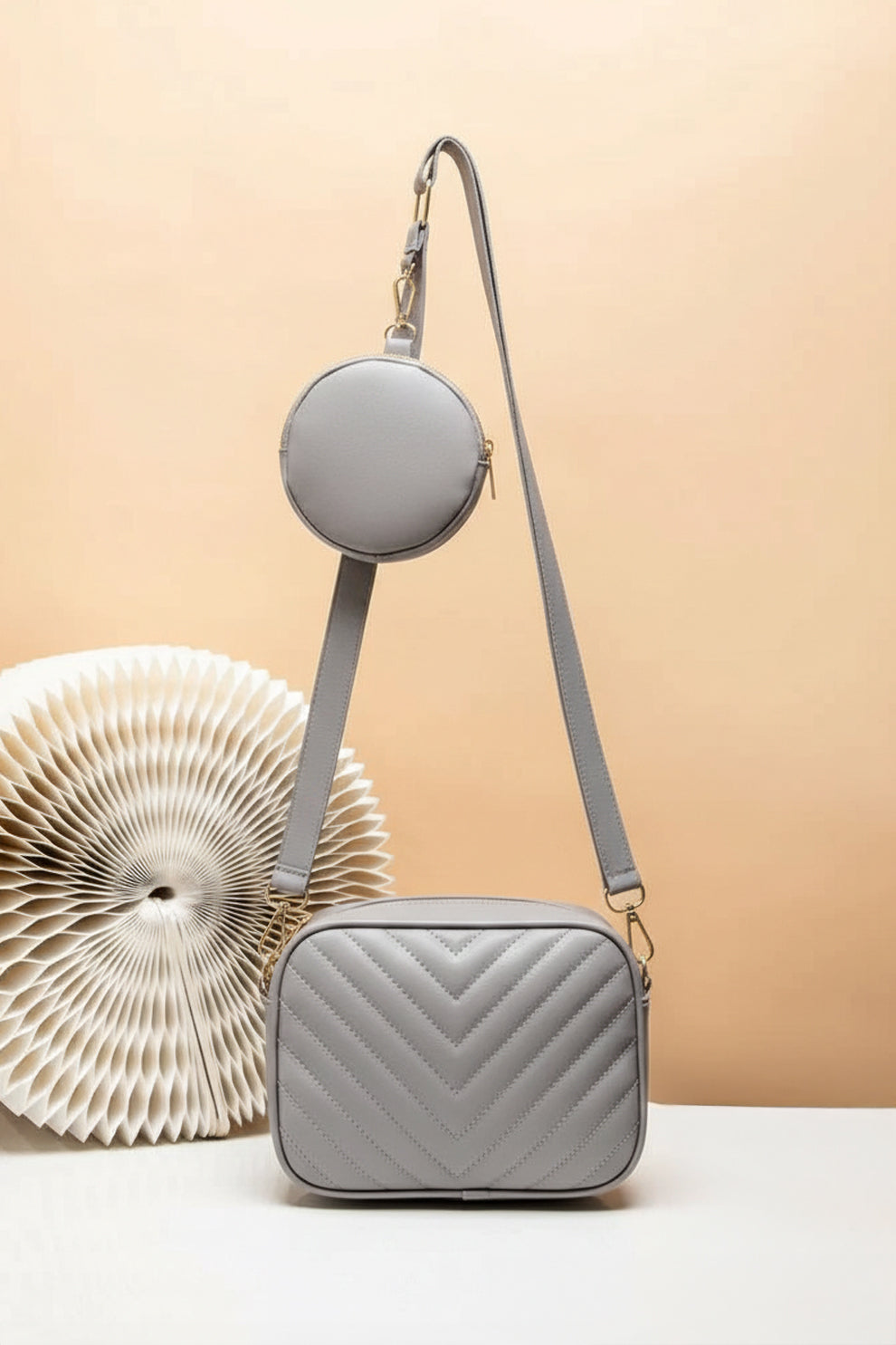 Zubali Crossbody Chevron Coin - Grey