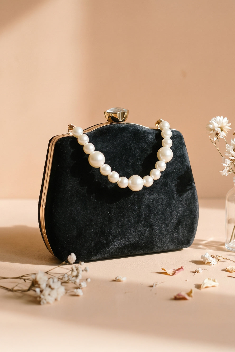 Zubali Clutch Velvet Kairo Pearl -  Black