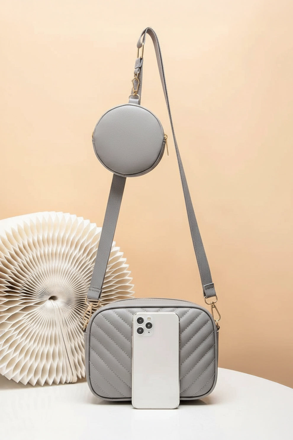 Zubali Crossbody Chevron Coin - Grey
