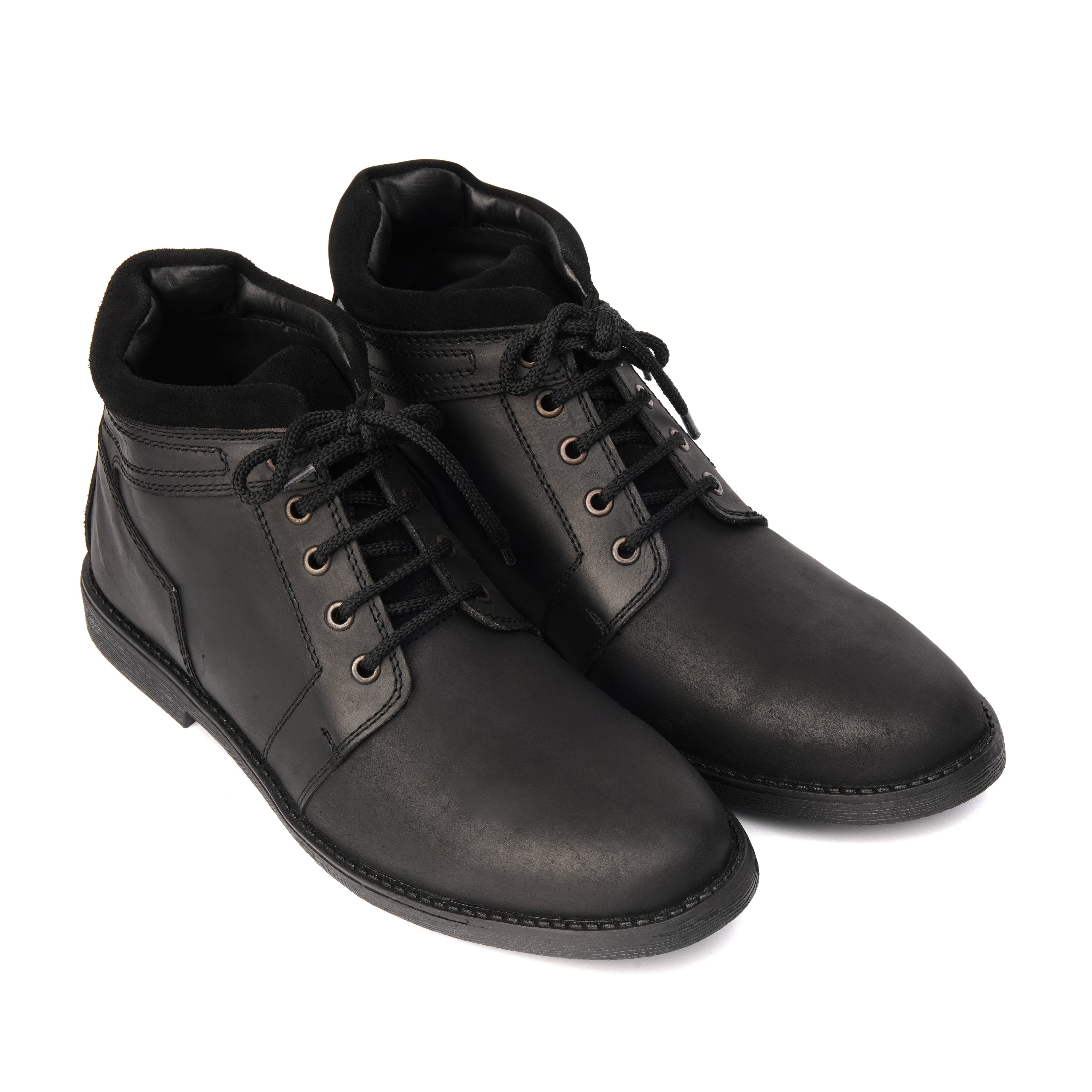 Black Ankle Boots — Oily Leather