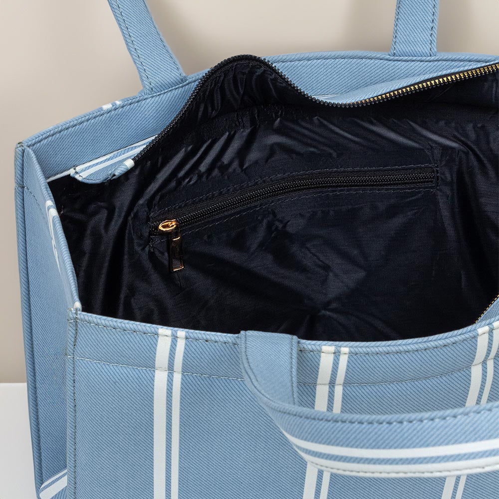 Zubali Mini Canvas Tote Breeze Blue Striped