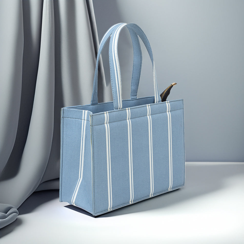 Zubali Mini Canvas Tote Breeze Blue Striped