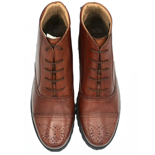 Brown Textured Leather Chukka Boots