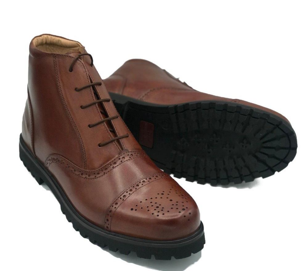 Brown Textured Leather Chukka Boots