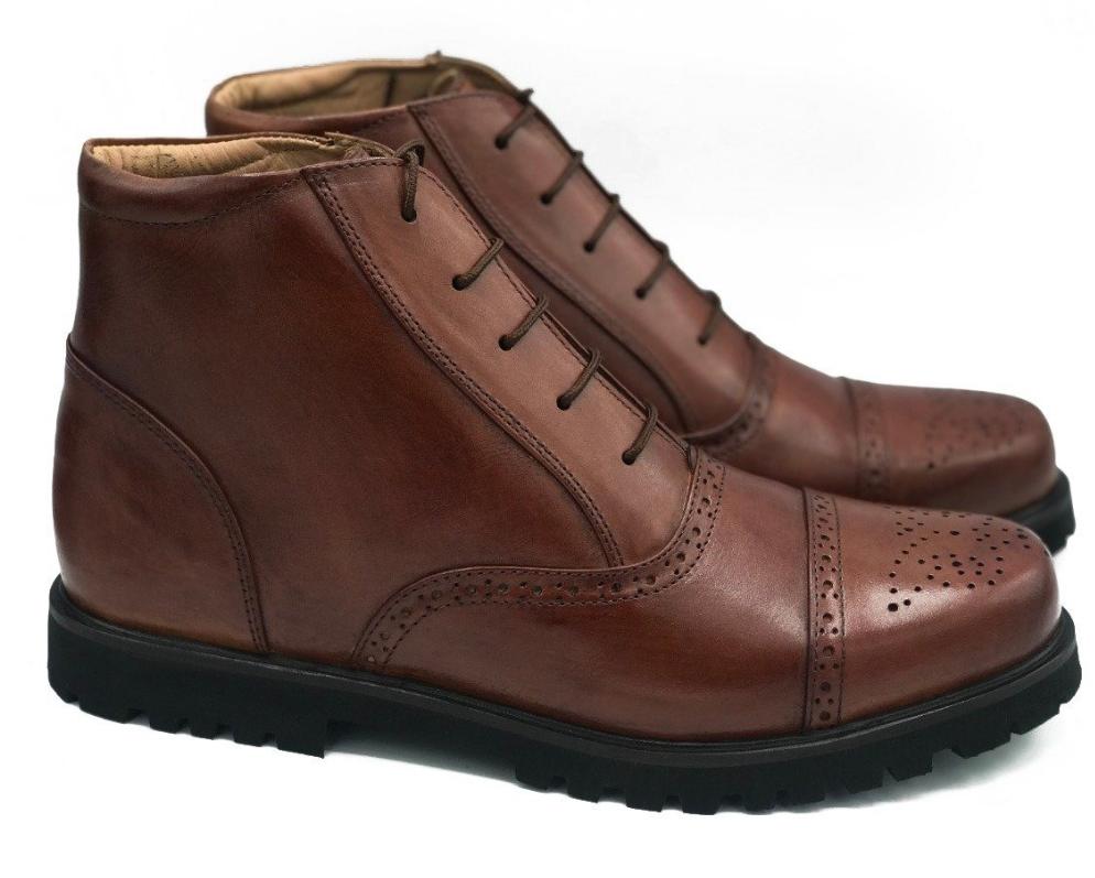 Brown Textured Leather Chukka Boots