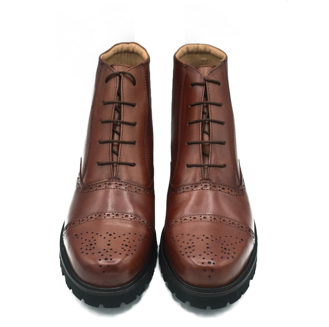 Brown Textured Leather Chukka Boots