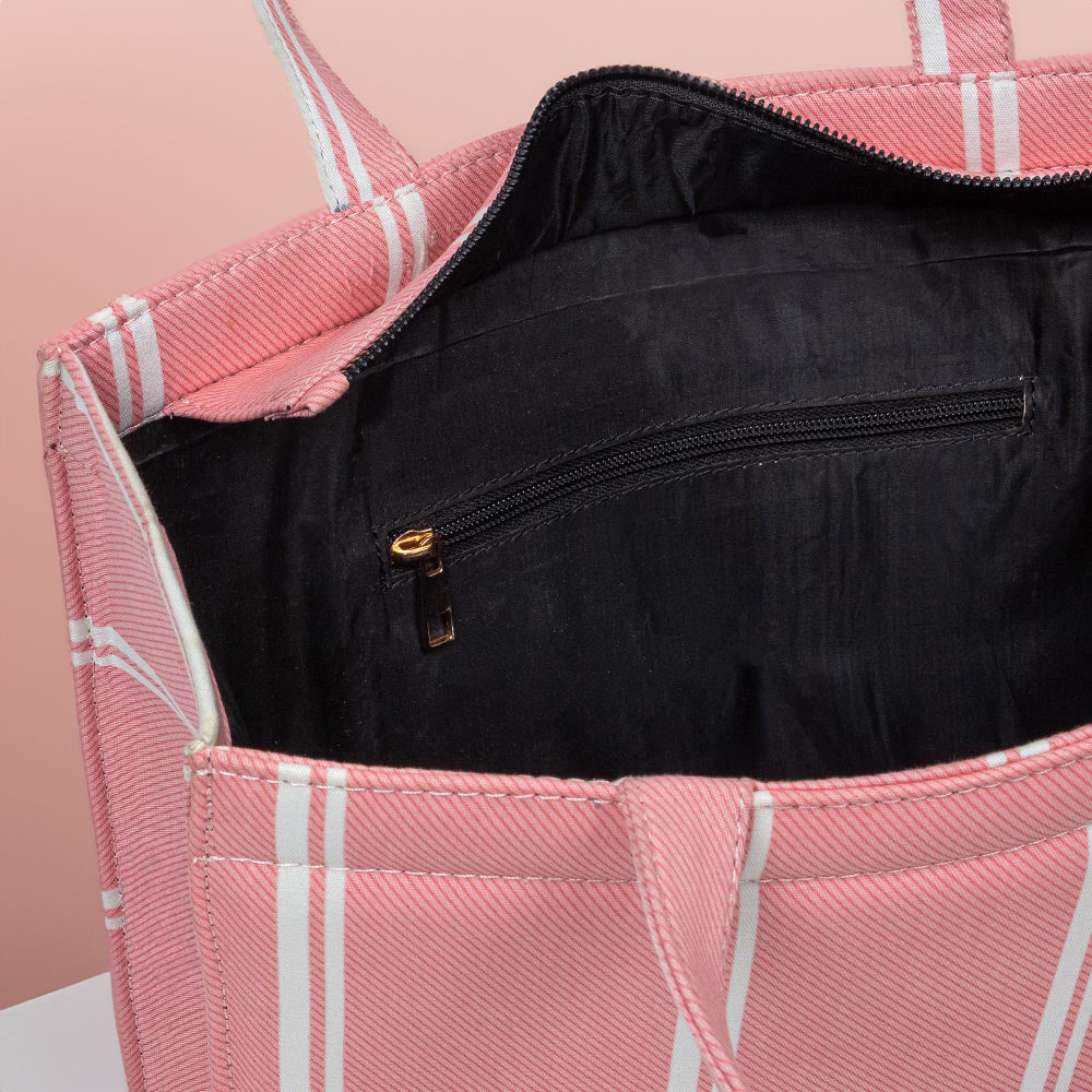 Zubali Mini Canvas Tote Breeze pink Striped