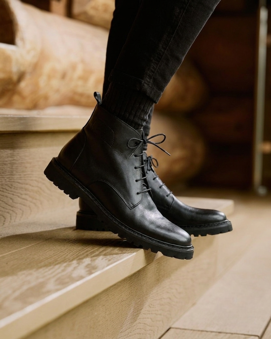 Black Soft Leather Chukka Boots