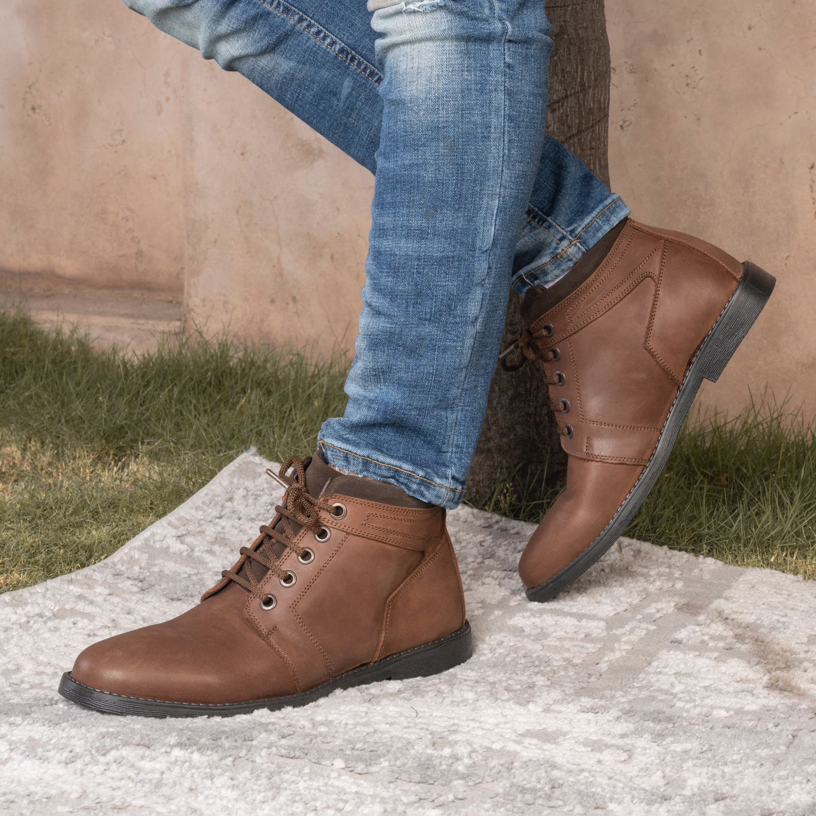 Brown Ankle Boots — Oily Leather